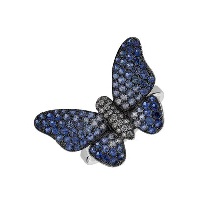 Diamond ring with Sapphire Splendid Butterfly