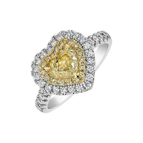 Ring with yellow and white diamonds Sun Love