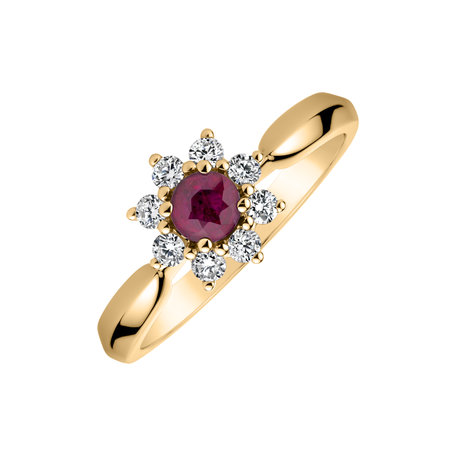 Diamond ring with Ruby Starlet Blossom