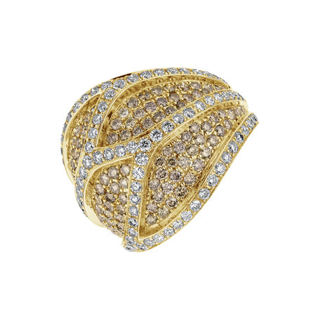 Ring with brown and white diamonds Sunny Queen