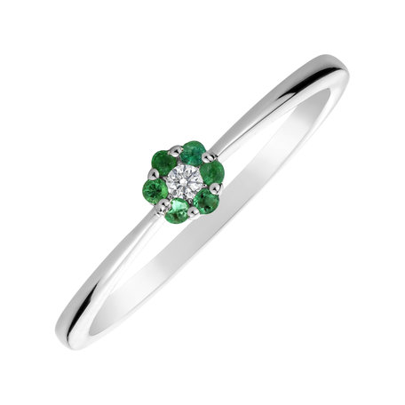 Diamond ring with Emerald Shiny Constellation
