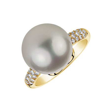Diamond ring with Pearl Shiny Bubble