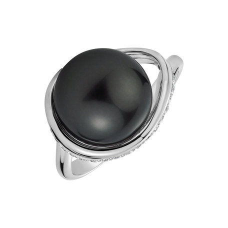 Diamond ring with Pearl Sacred Depth