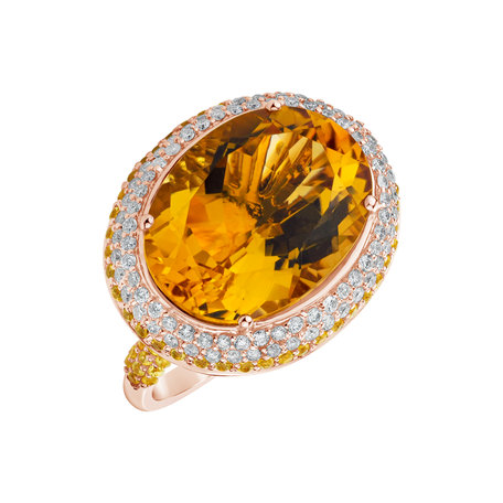 Ring with Citrine and Sapphire Conwenna