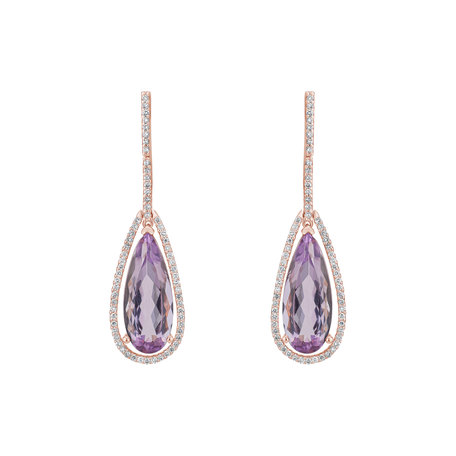 Diamond earrings with Amethyst Supporting Attraction