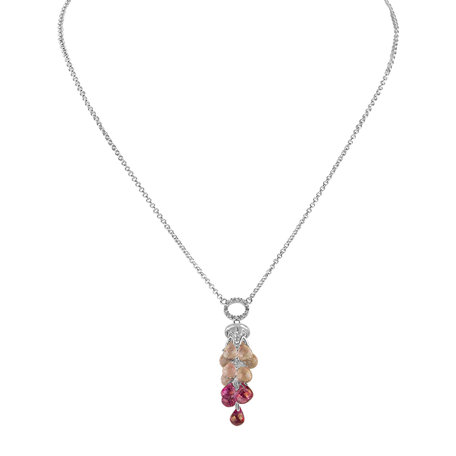 Diamond necklace with Topaz and Rose Quartz Sourcerers