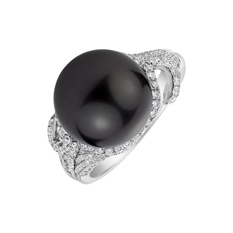 Diamond ring with Pearl Maia
