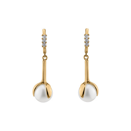 Diamond earrings with Pearl Ocean Flora