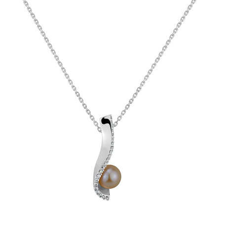 Diamond pendant with necklace and Pearl Lost Ocean
