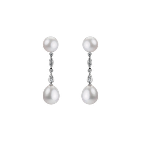 Diamond earrings with Pearl Ocean Tears