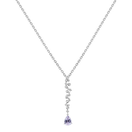 Diamond pendant with Amethyst Cosmos Drop