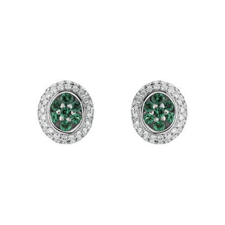 Diamond earrings and Emerald Savannah