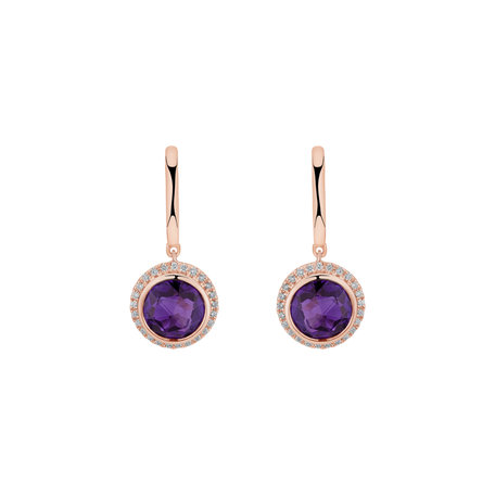Diamond earrings with Amethyst Iridescent