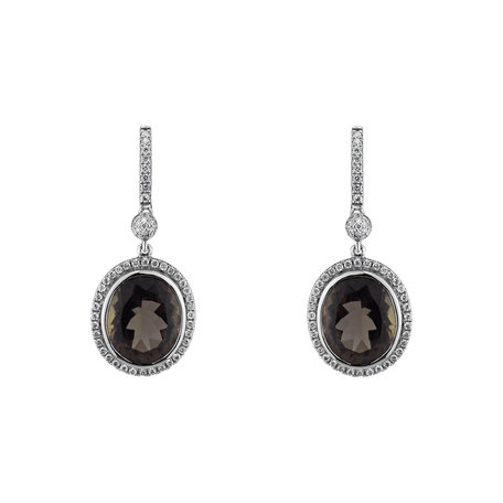 Diamond earrings with Quartz Penny