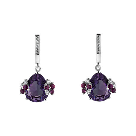 Diamond earrings with Amethyst and Sapphire Reasonable Change