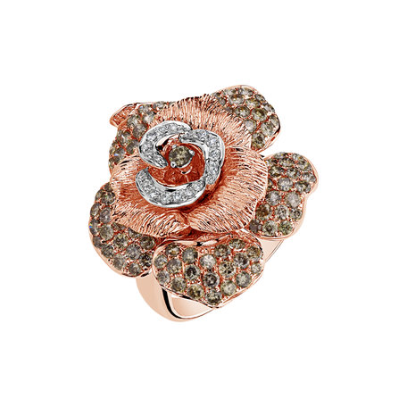 Ring with white and brown diamonds Aristocrat Rose