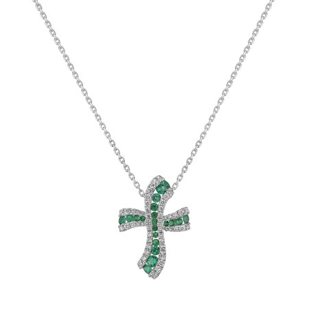 Diamond pendant with Emerald The Happy Crossroad