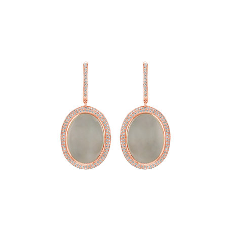 Diamond earrings with Moonstone Baroque Romance