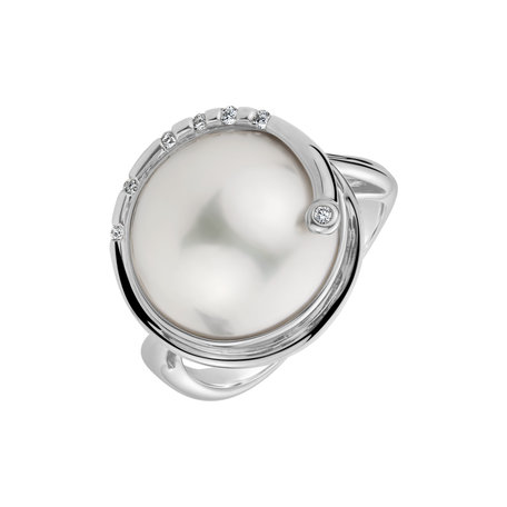 Diamond ring with Pearl Miraculous pearl