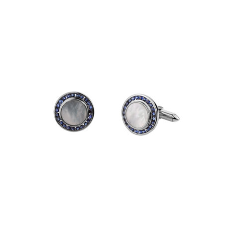 Cufflinks with Mother of Pearl and Sapphire Gloomy Ice