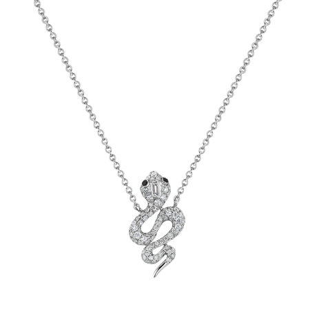 Necklace with black and white diamonds Snake of Eden