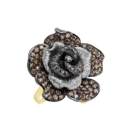 Ring with brown and white diamonds Lucinea