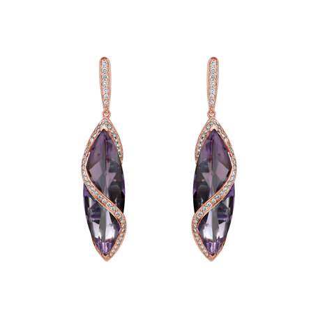 Diamond earrings with Amethyst Nixie