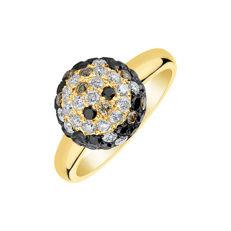 Ring with white, brown and black diamonds Peaceful Spirit