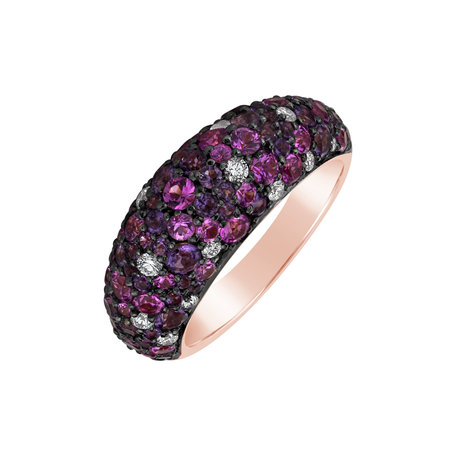Diamond ring with Amethyst and Sapphire Adeline