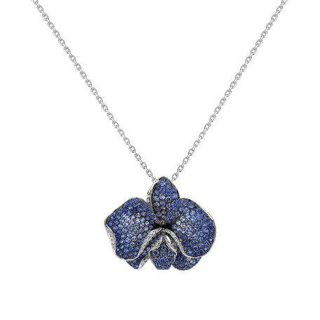 Diamond pendant with Sapphire Sunshine Orchid