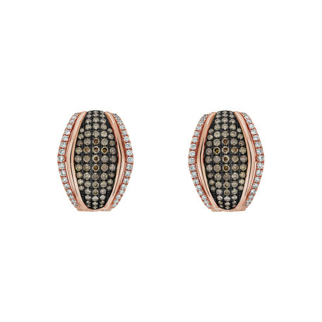 Earrings with brown and white diamonds Goldie