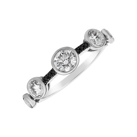 Ring with black and white diamonds Galaxy of Passion