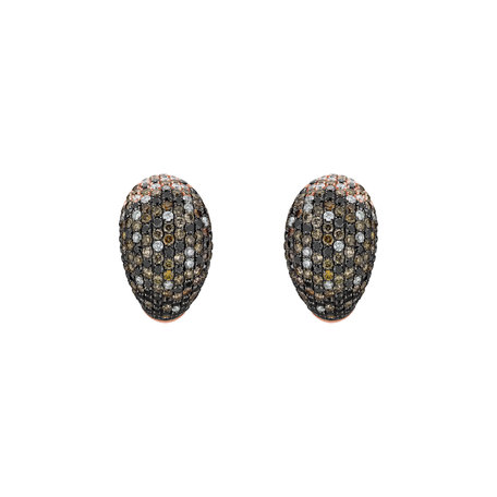 Earrings with white, brown and black diamonds Professor Majestic
