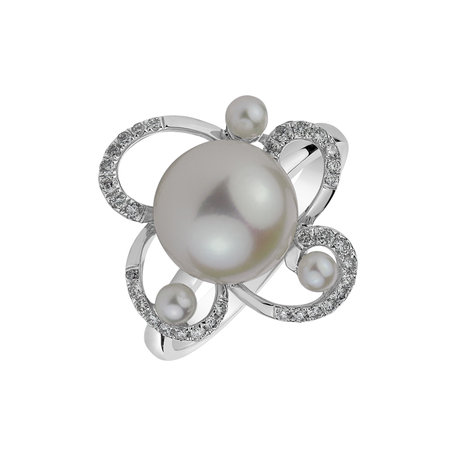 Diamond ring with Pearl Pearl Dream