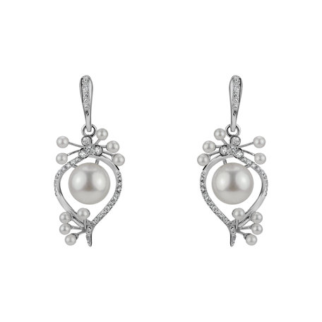 Diamond earrings with Pearl Celestial Lagoon