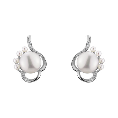 Diamond earrings with Pearl White Elegance
