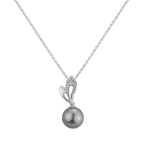Diamond pendant with Pearl Blue Tear