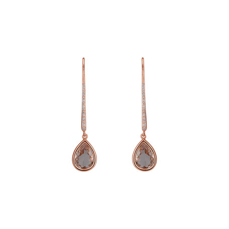 Diamond earrings with Morganite Baroque Sin