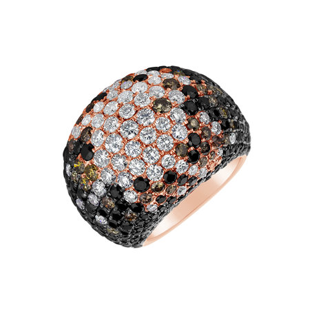 Ring with white, brown and black diamonds Deluxe Mark