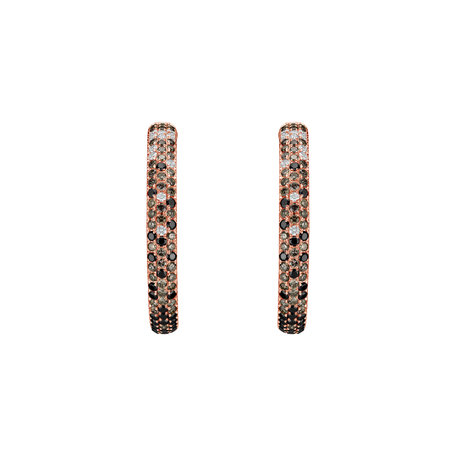Earrings with white, brown and black diamonds Eclipse