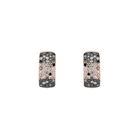 Earrings with white, brown and black diamonds Inferno Love