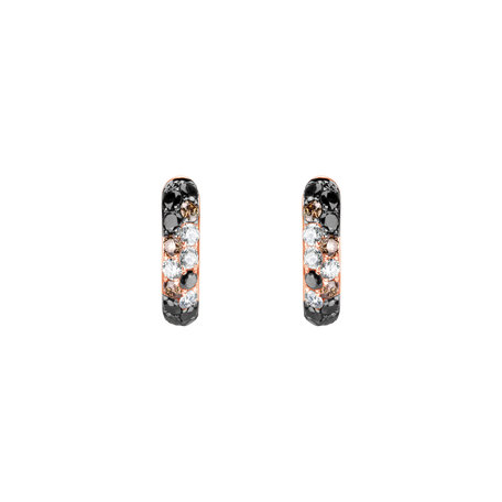 Earrings with white, brown and black diamonds Inferno Dream