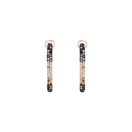 Earrings with white, brown and black diamonds Inferno Courier