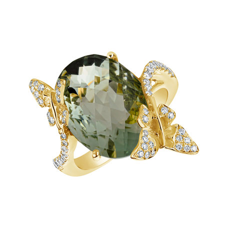 Diamond rings with Amethyst Virgin Gem