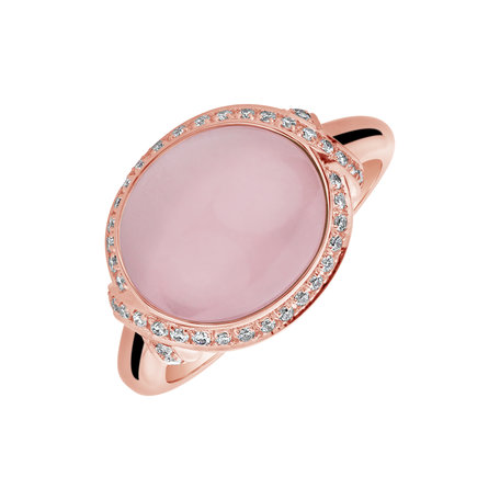 Diamond ring with Rose Quartz Gentle Devotion