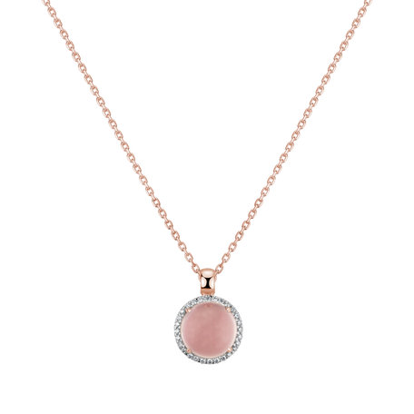 Diamond pendant with Rose Quartz Douce Fleur