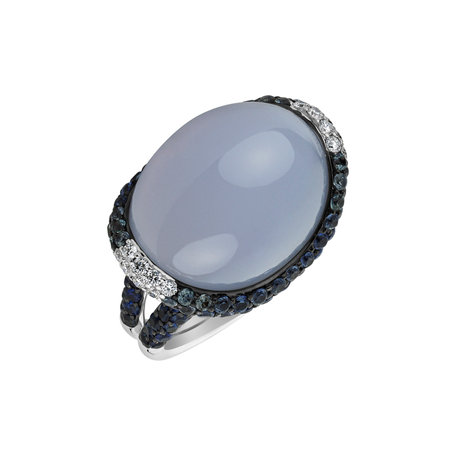 Diamond ring with Chalcedony and Sapphire Magic Temptation