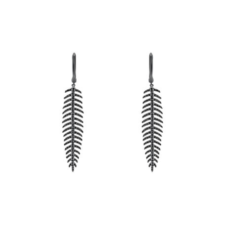Earrings with black diamonds Galaxy Feather