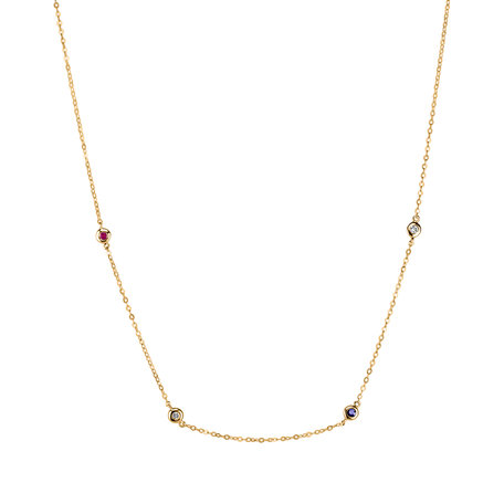 Diamond necklace with Ruby and Sapphire Dots