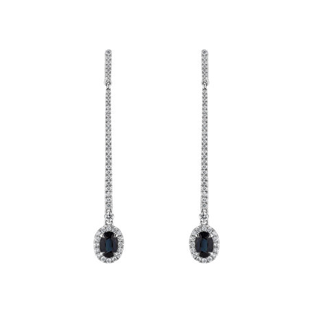 Diamond earrings with Sapphire Jewel Fall